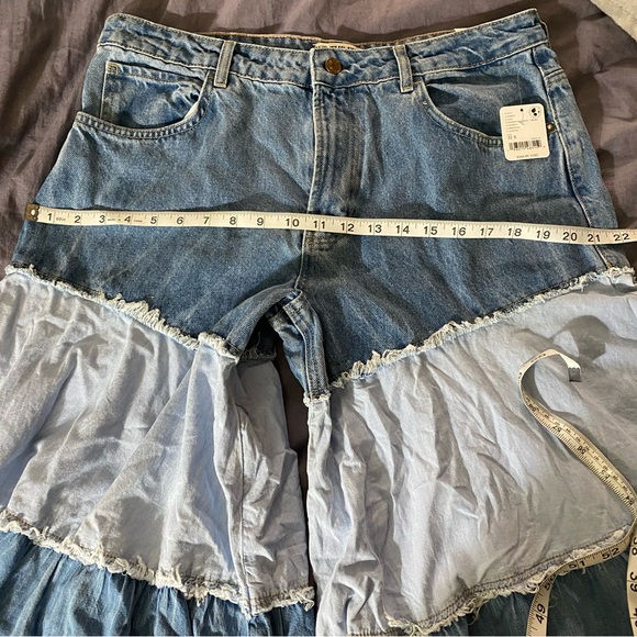 We the Free Dreamscape Tiered Wide-Leg Jeans in Indigo Illusion - size 32S NWT - Picture 8 of 9